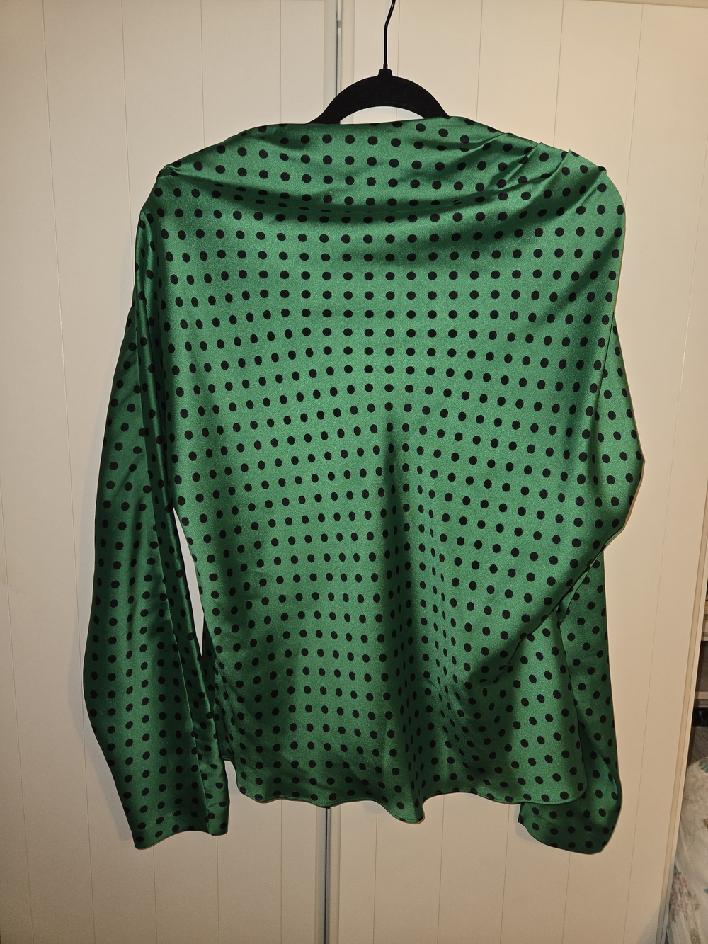 Zara Green Long-Sleeve Polka Dot Button-Down Shirt Medium